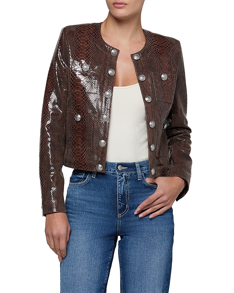 L'Agence Jayde Collarless Leather Jacket