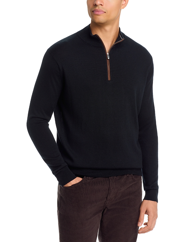 Peter Millar Autumn Crest Suede Trim Quarter Zip Sweater