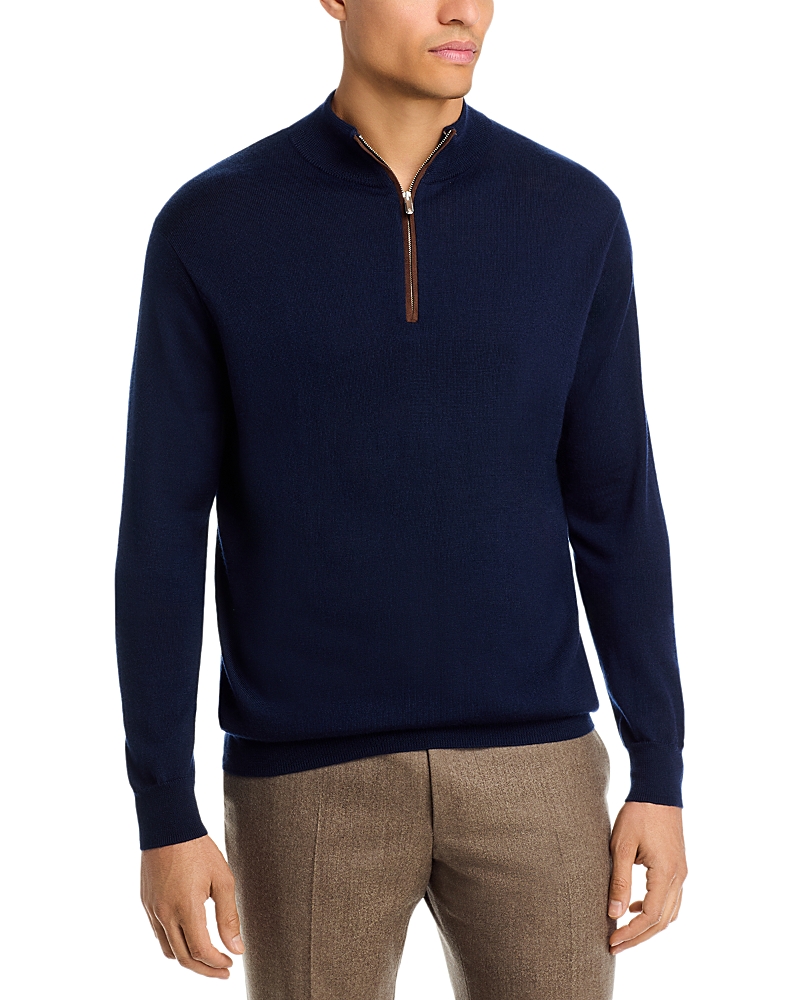 Peter Millar Autumn Crest Suede Trim Quarter Zip Sweater