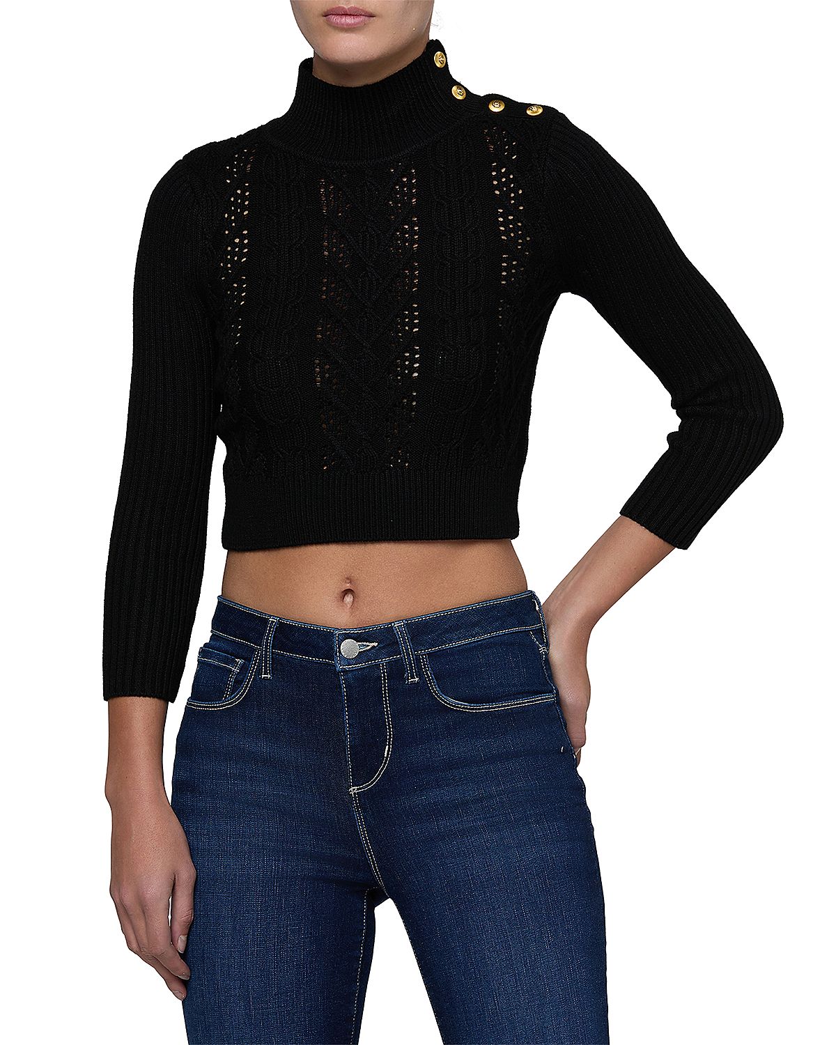 L'Agence Kamdyn Cable Mock Neck Sweater
