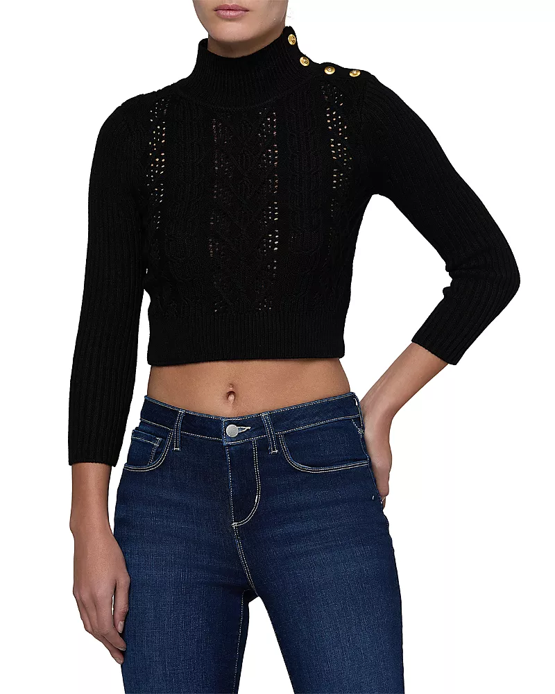 L'Agence Kamdyn Cable Mock Neck Sweater