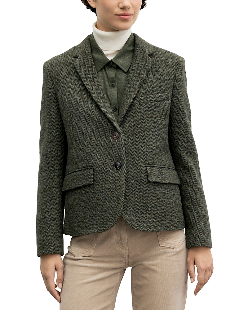 Gerard Darel Juliet Herringbone Two Button Notch Collar Jacket