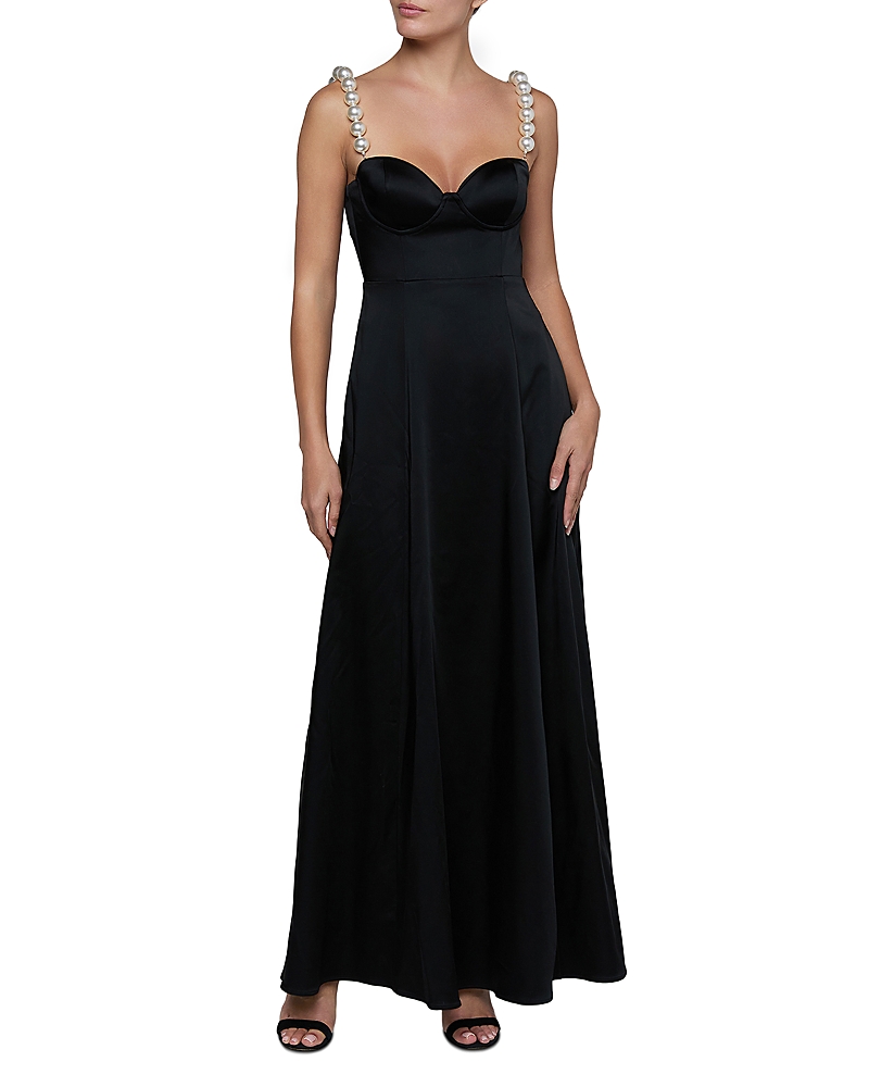 L'Agence Sutton Faux Pearl Strap Maxi Dress