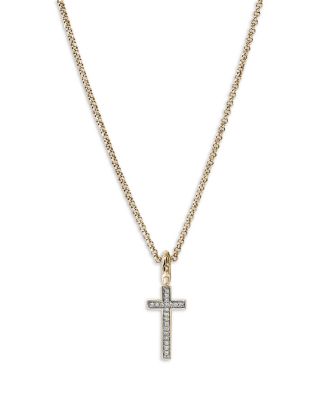 John Hardy 14K Yellow Gold Jh Essentials Diamond Cross Pendant Necklace, 0.08 tcw