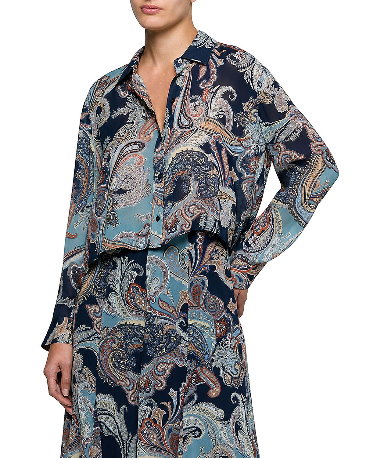 L'Agence Cosette Crop High Low Shirt