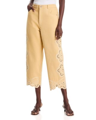 Jules Cotton Embroidered Crop Pants