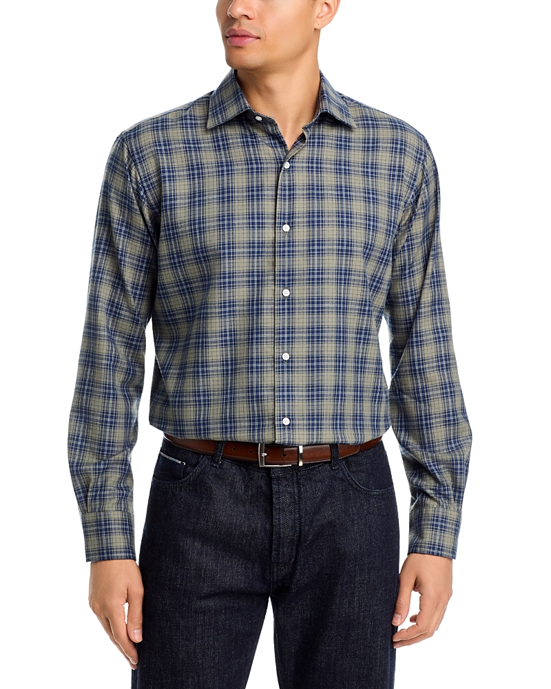Peter Millar Dean Performance Flannel Classic Fit Sport Shirt In Blue
