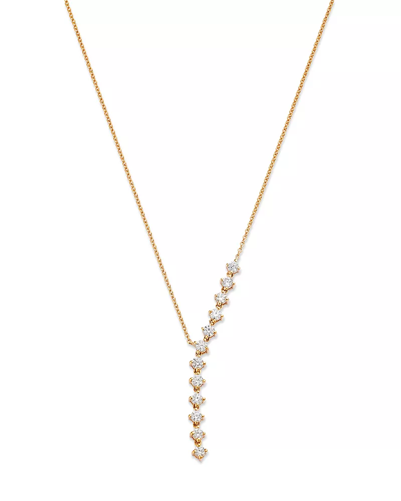 Bloomingdale's Fine Collection Diamond Asymmetric Lariat Necklace in 14K Yellow Gold, 0.50 tcw