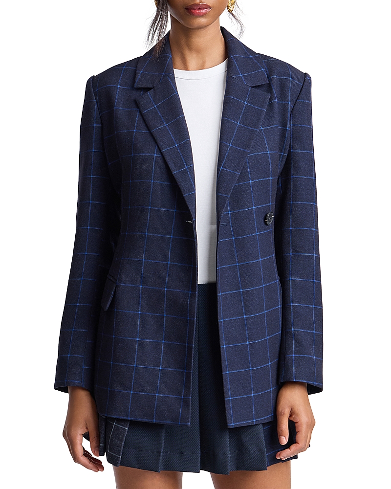 Avec Les Filles Windowpane Hourglass Tailored Blazer