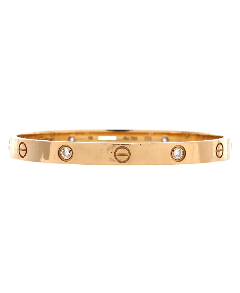 Pre-owned Pre-owned Cartier Cartier Love 4 Diamond Bracelet 18k Gold With Diamonds