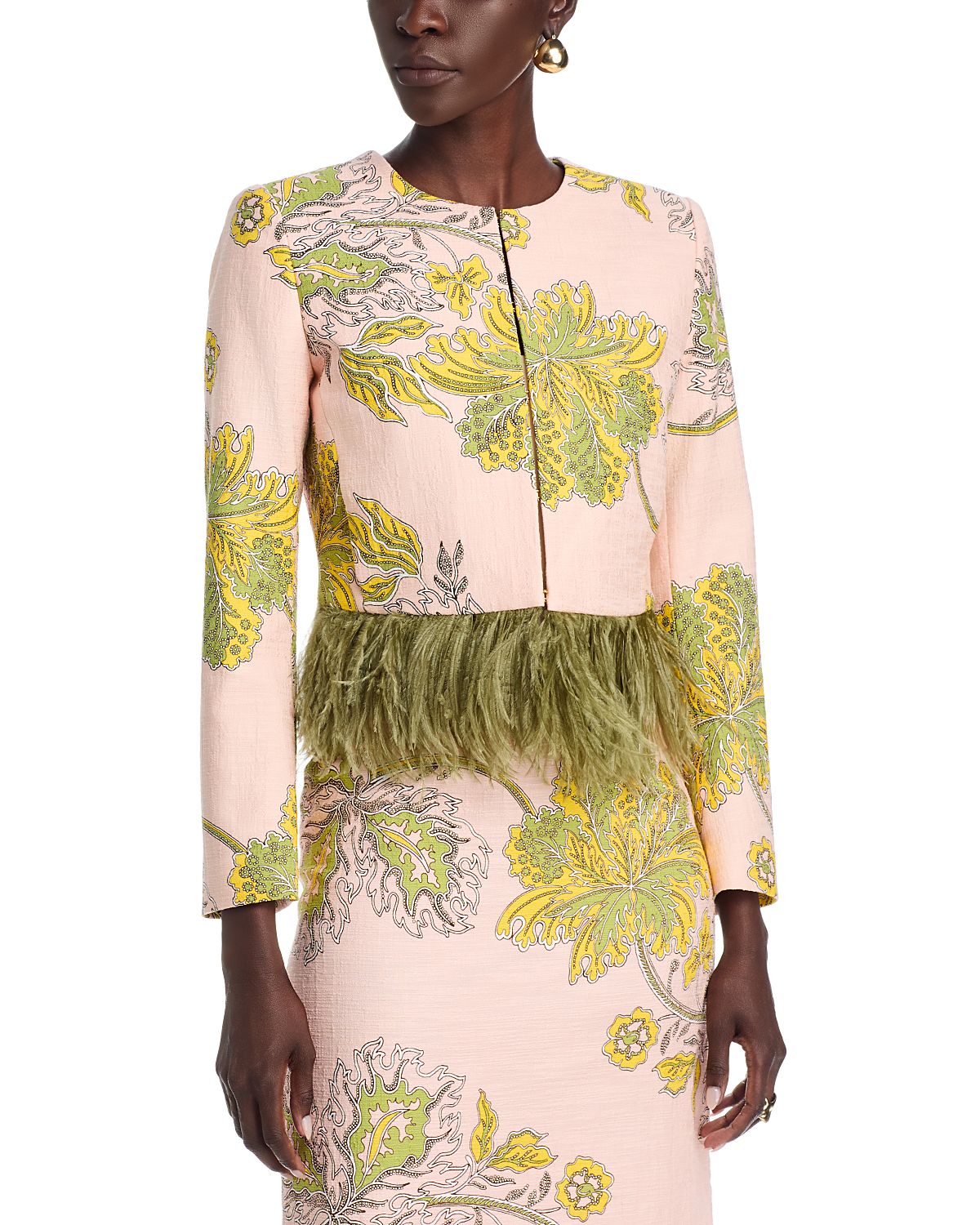 La DoubleJ Bijoux Feather Trim Jacket