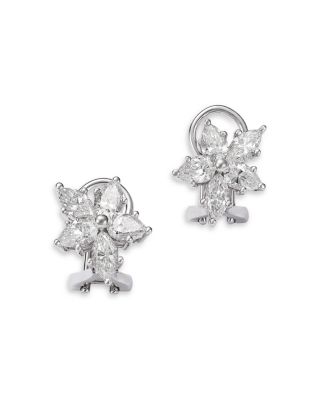 Luxe Collection Certified Lab Grown Diamond Mixed Cut Flower Earrings in 14K White Gold, 2.50 tcw