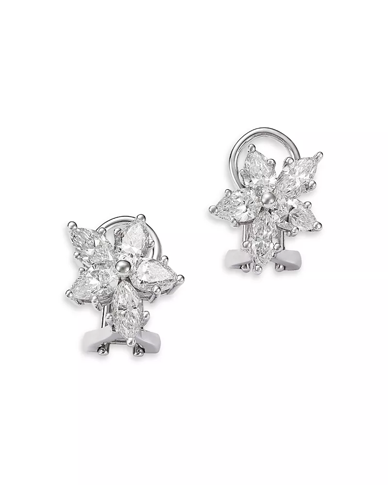 Bloomingdale's Fine Collection Luxe Collection Certified Lab Grown Diamond Mixed Cut Flower Earrings in 14K White Gold, 2.50 tcw