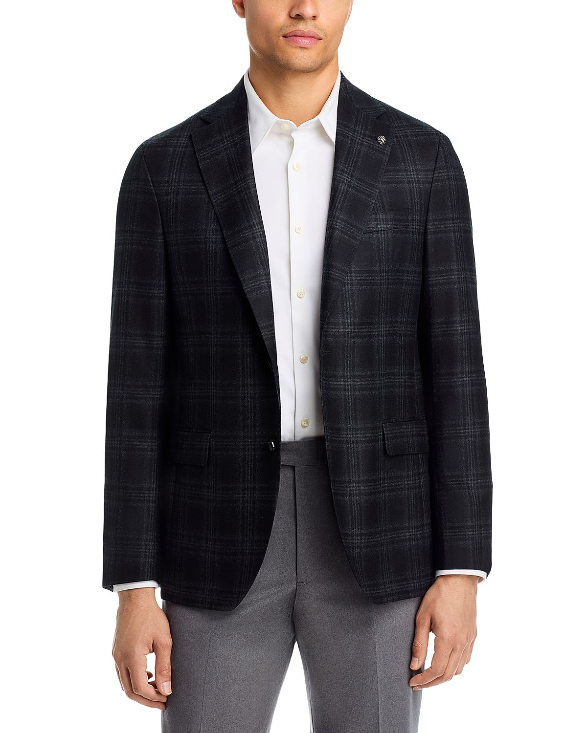 Jack Victor Midland Regular Fit Brushed Tonal Plaid Wool Sport Coat