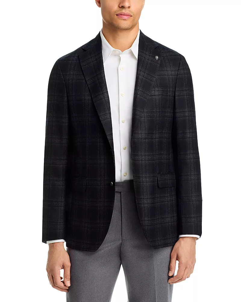 Jack Victor Midland Regular Fit Brushed Tonal Plaid Wool Sport Coat