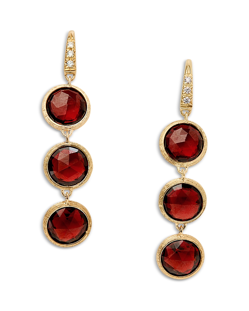 Marco Bicego 18K Yellow Gold Jaipur Color Garnet & Diamond Drop Earrings