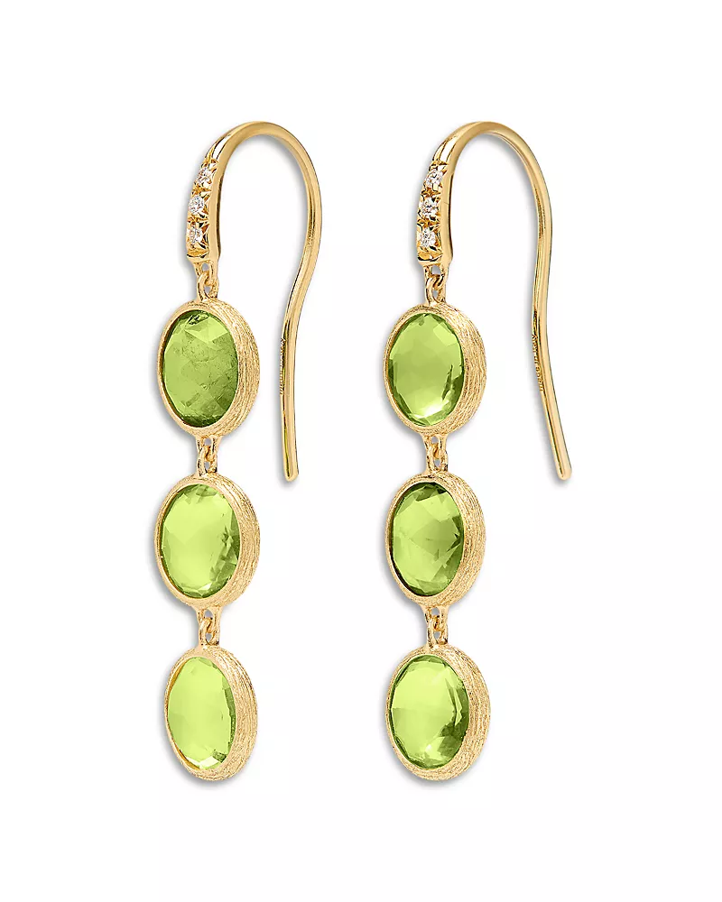 Marco Bicego 18K Yellow Gold Jaipur Color Peridot & Diamond Drop Earrings