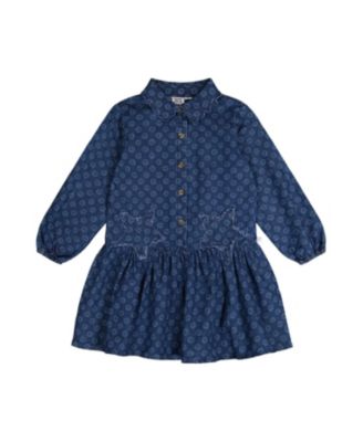  Girls' Button Front Scalloped Collar Shirt Dress - Little Kid