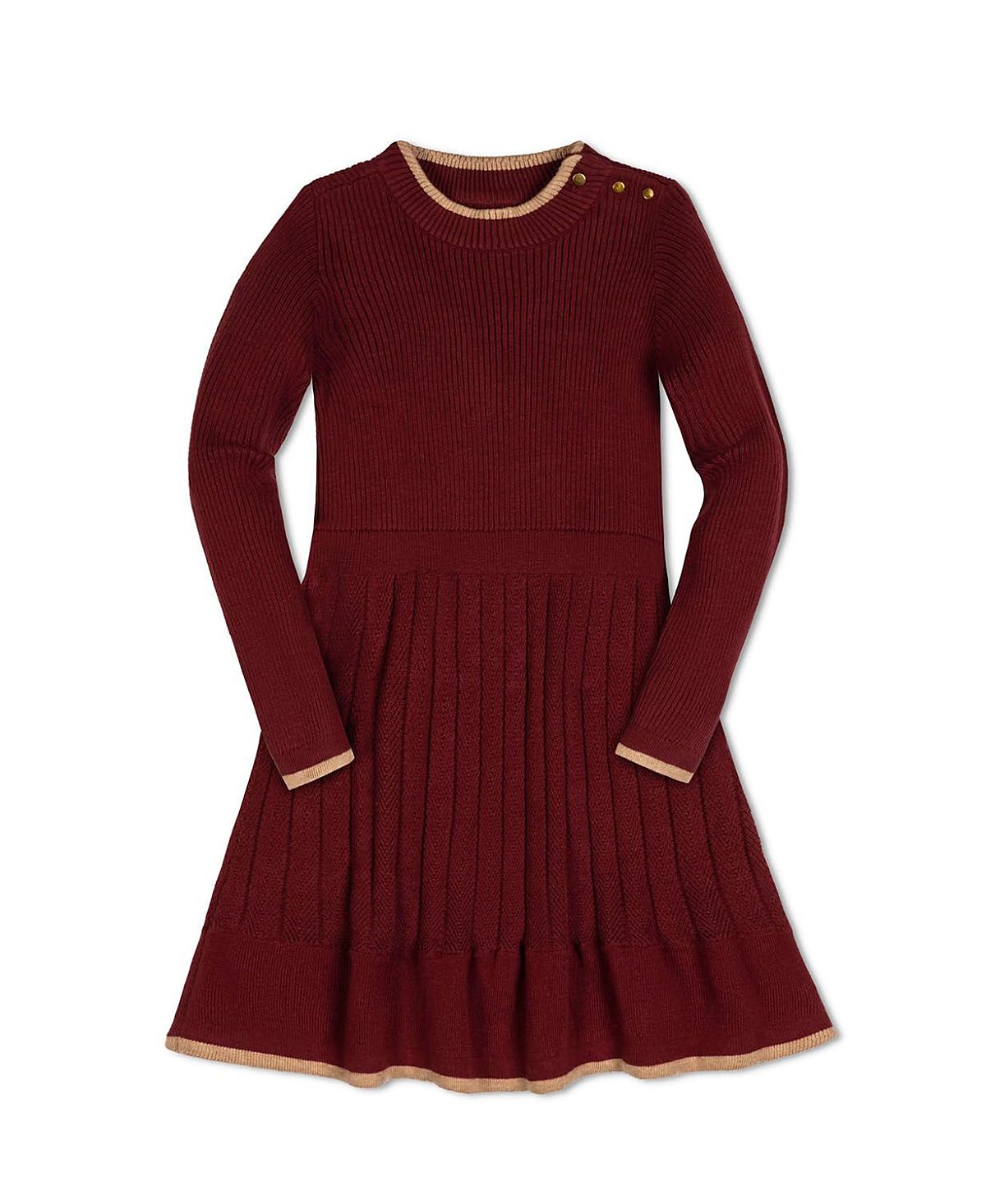 Hope & Henry Girls' Organic Mock Neck Flounce Hem Sweater Dress - Little Kid, Big Kid