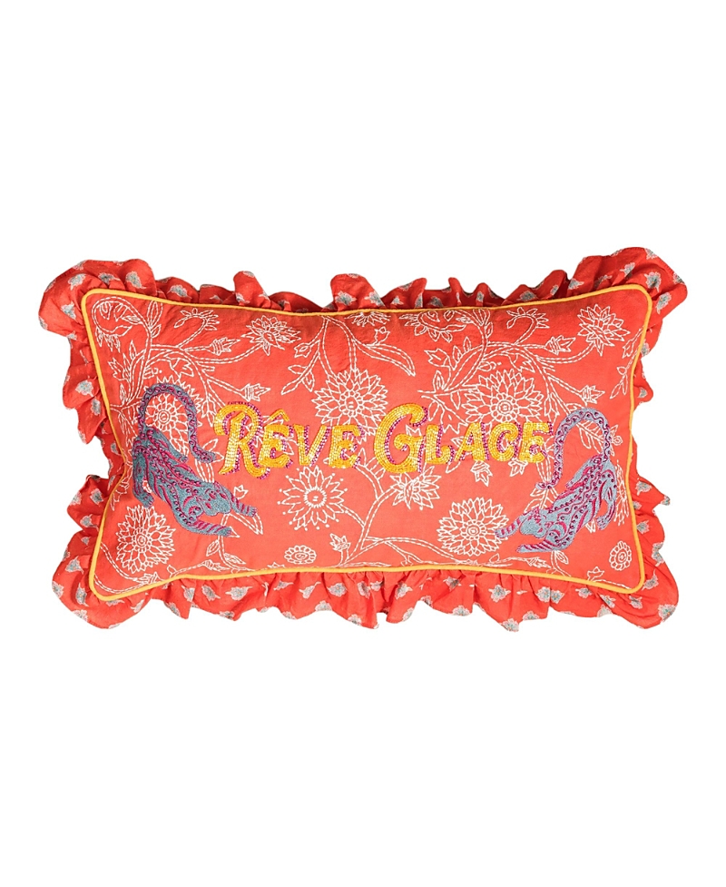 Zsa Zsa Zsu Ghuni Ruffle Detail Cotton Cushion, 22 x 12