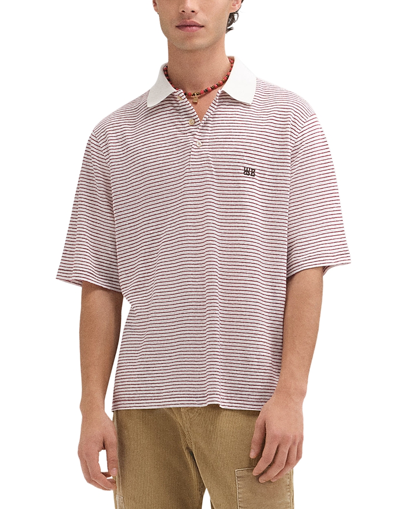 Wales Bonner Linen & Cotton Stripe Polo Shirt