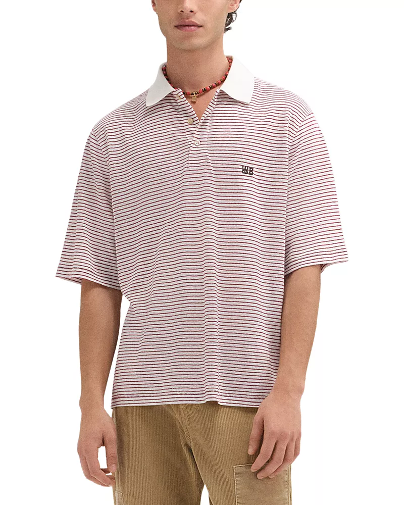 Wales Bonner Linen & Cotton Stripe Polo Shirt