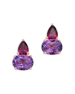 Amethyst Duo Stud Earrings in 14K Rose Gold