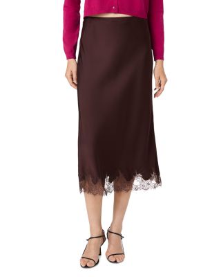 Ennis Satin Lace Midi Skirt