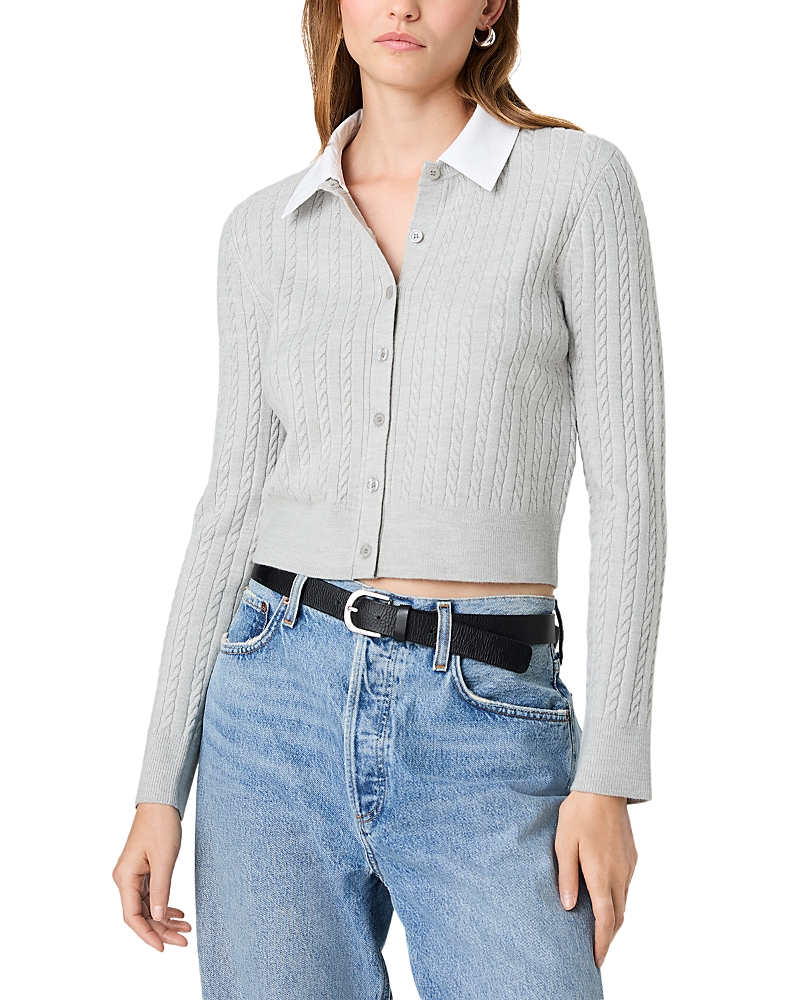 French Connection Babysoft Cable Knit Collared Cardigan Sweater