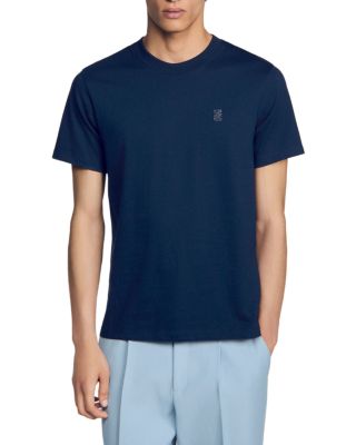 Sandro Cotton T Shirt with Leather Logo Patch