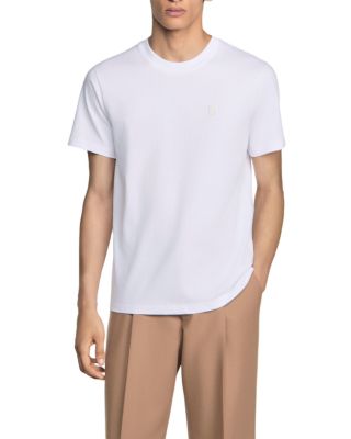 Cotton T Shirt with Leather Logo Patch