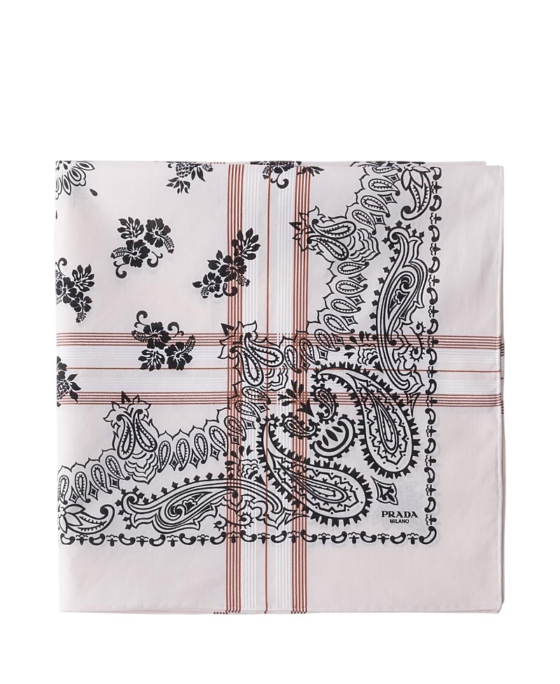 Prada Printed Cotton Scarf 65 In Neutral