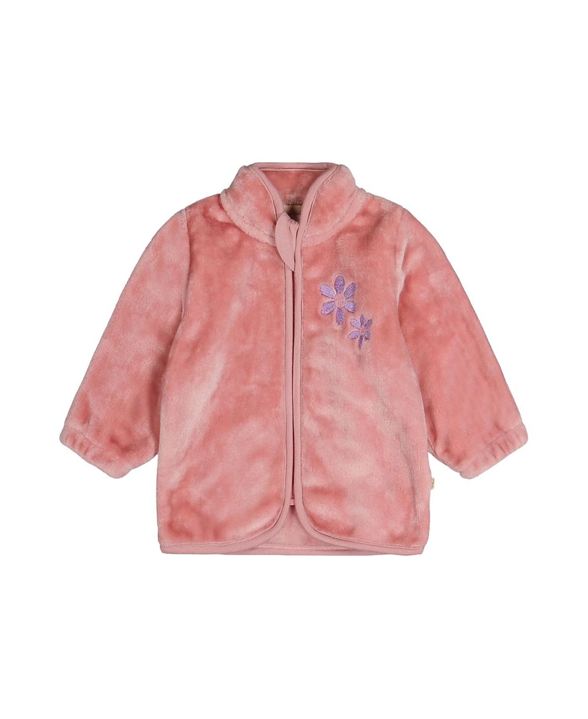 Deux par Deux Girls' Plush Flower Embroidered Zip Jacket - Baby