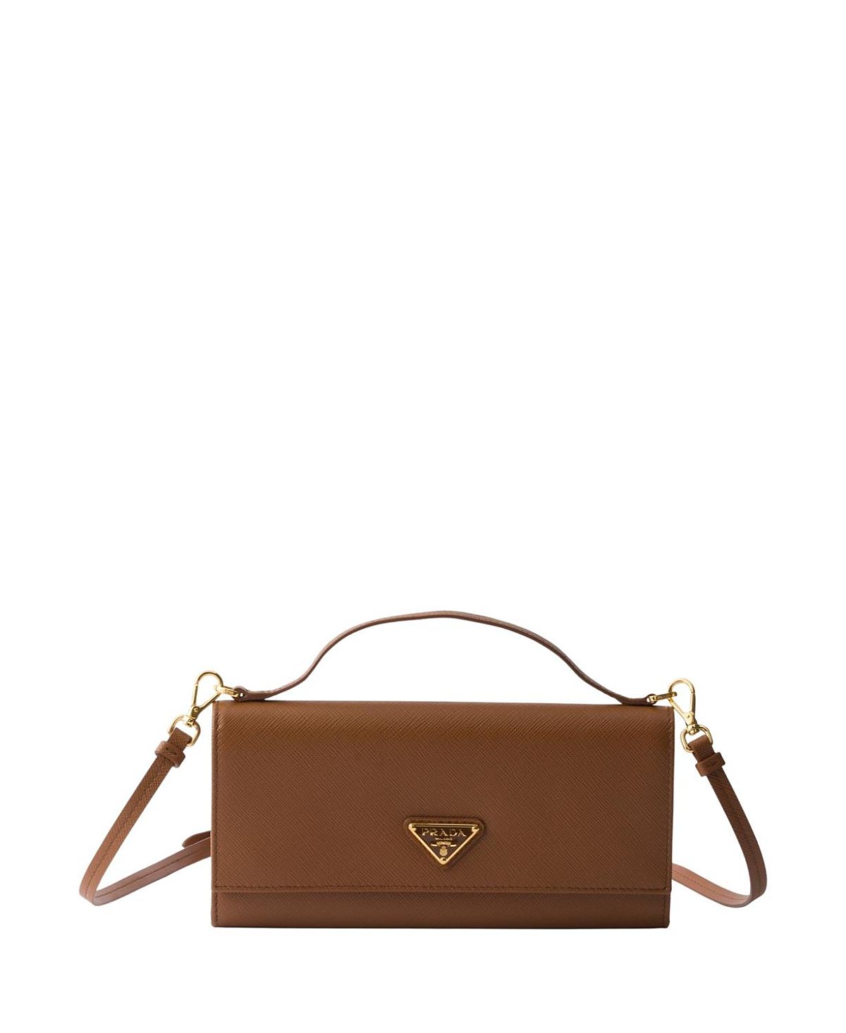 Prada Saffiano Leather Wallet With Shoulder Strap
