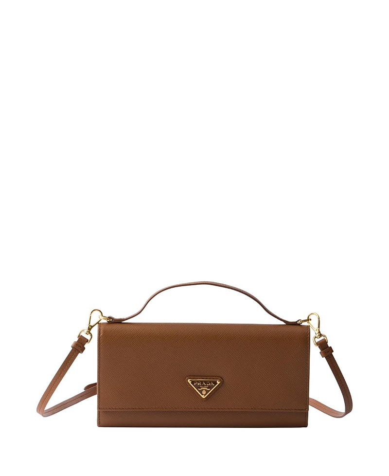 Prada Saffiano Leather Wallet With Shoulder Strap · OS