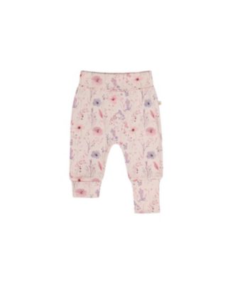 Girls' Organic Cotton Flowers Foldover Waist Ribbed Evolutive Pants - Baby