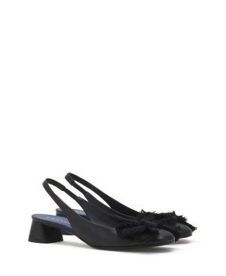 Women's Heeled Slingback Ballerina in Leather