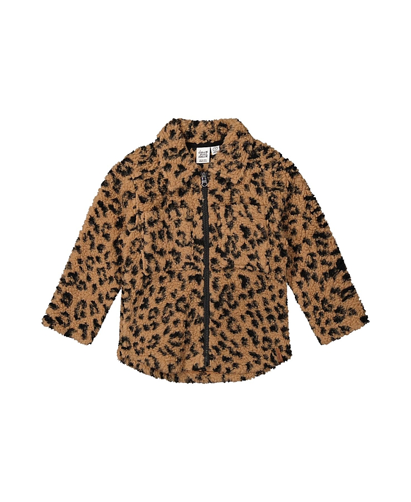 Deux par Deux Girls' Zipped Fleece Chest Pocket Relaxed Overshirt - Little Kid