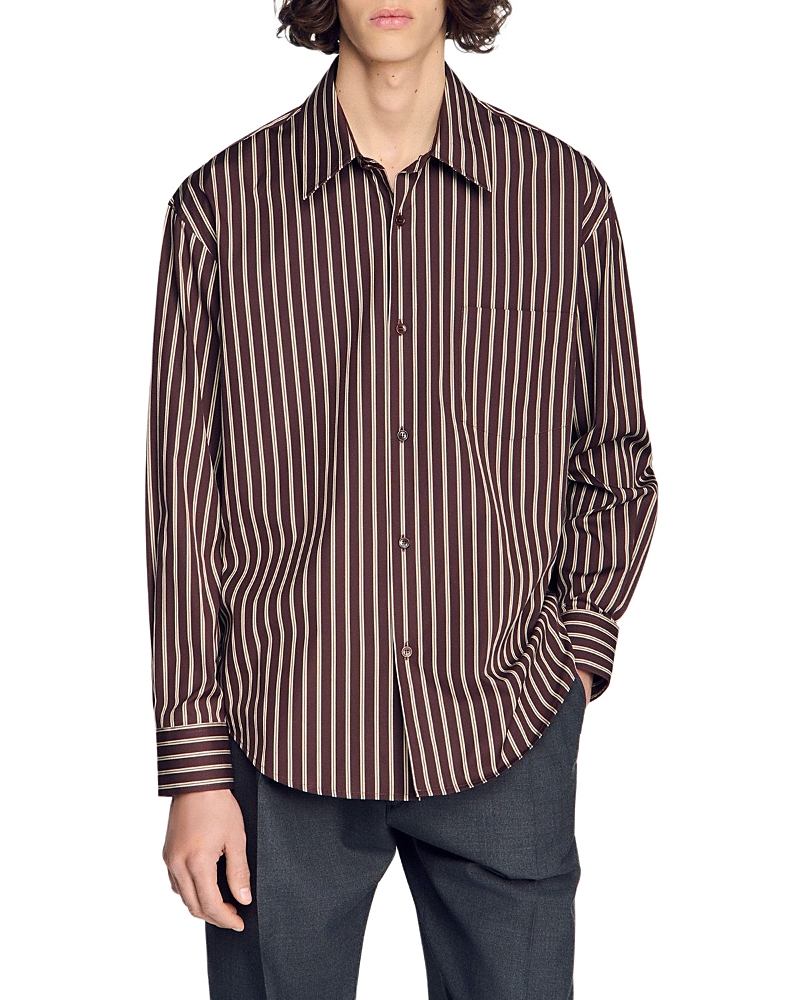 Sandro Flared Fit Stripe Cotton Shirt