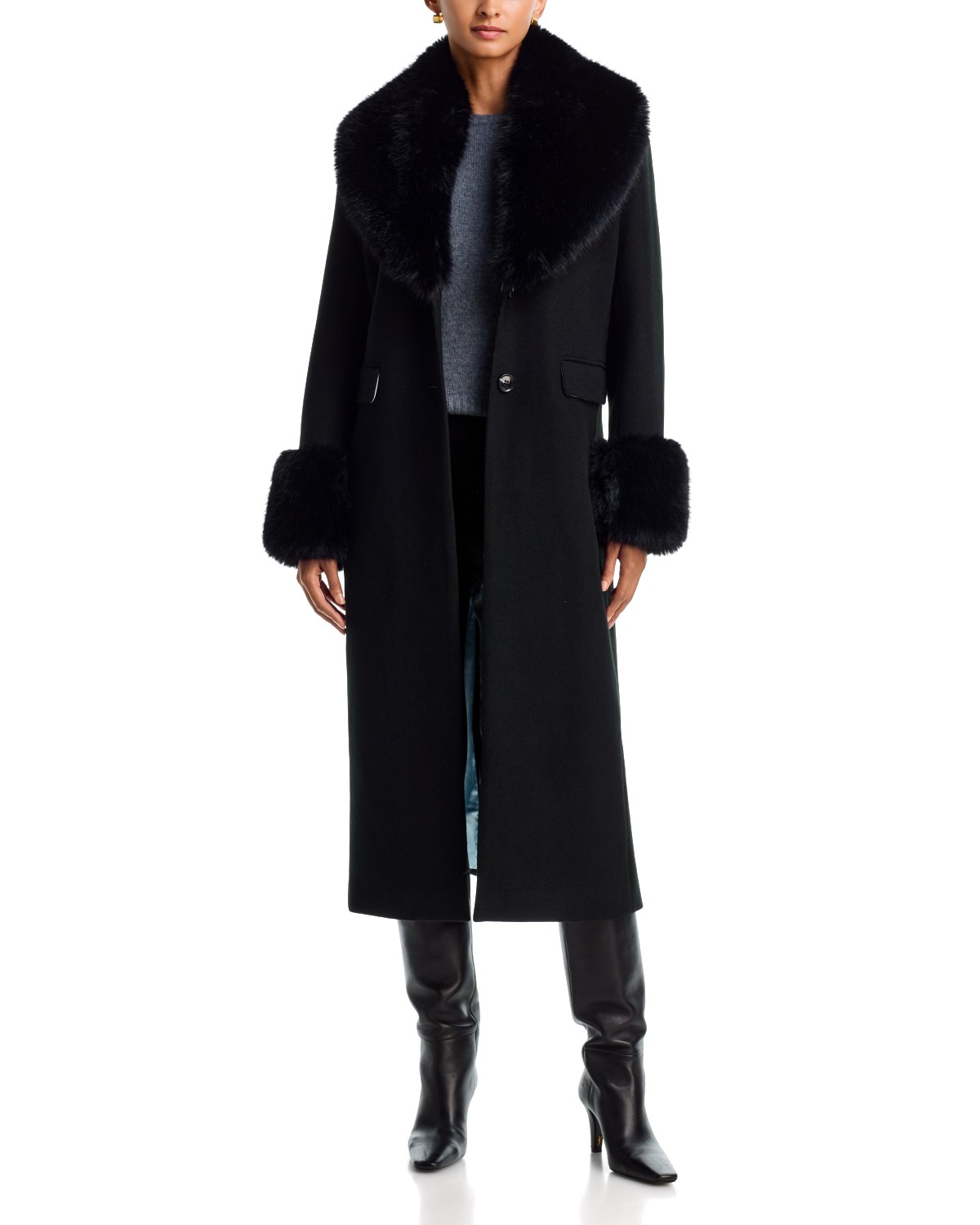 Long Coat with Faux Fur Trim - Exclusive