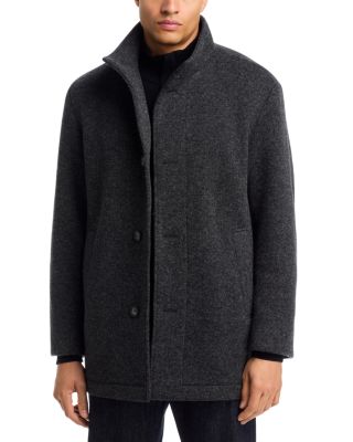 Coxtan Textured Stand Collar Button Coat
