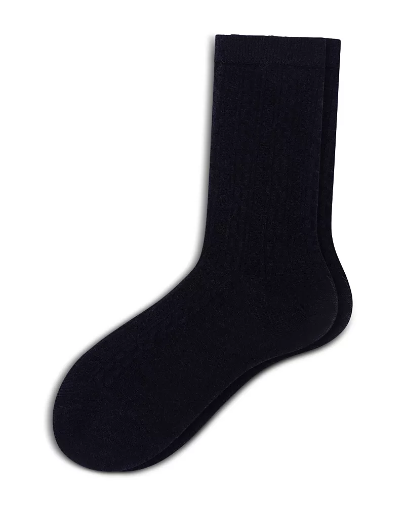 Hue Ribbed Cable Crew Socks