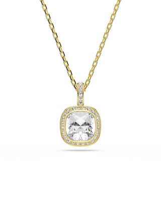 Una Crystal Cushion Halo Pendant Necklace, 14.87-17.75" 
