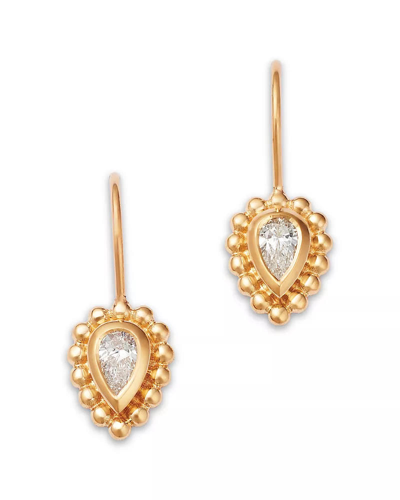 Zoe Chicco 14K Yellow Gold Diamond Bezel Beaded Drop Earrings, 0.38 tcw
