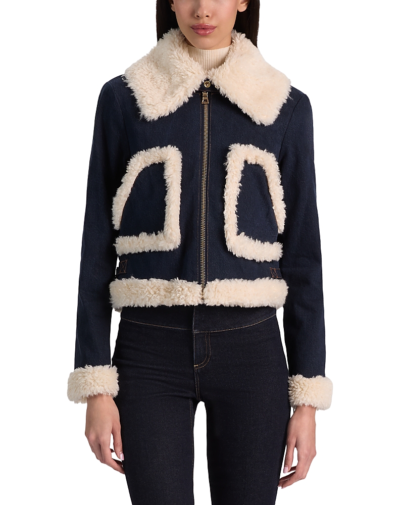 Alice and Olivia Isaiah Denim Aviator Jacket