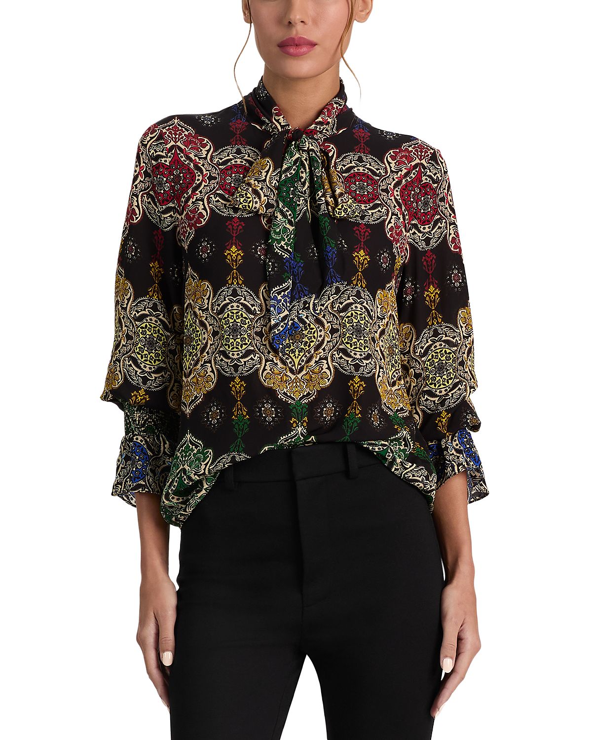 Alice and Olivia Lloyd Tie Neck Blouse