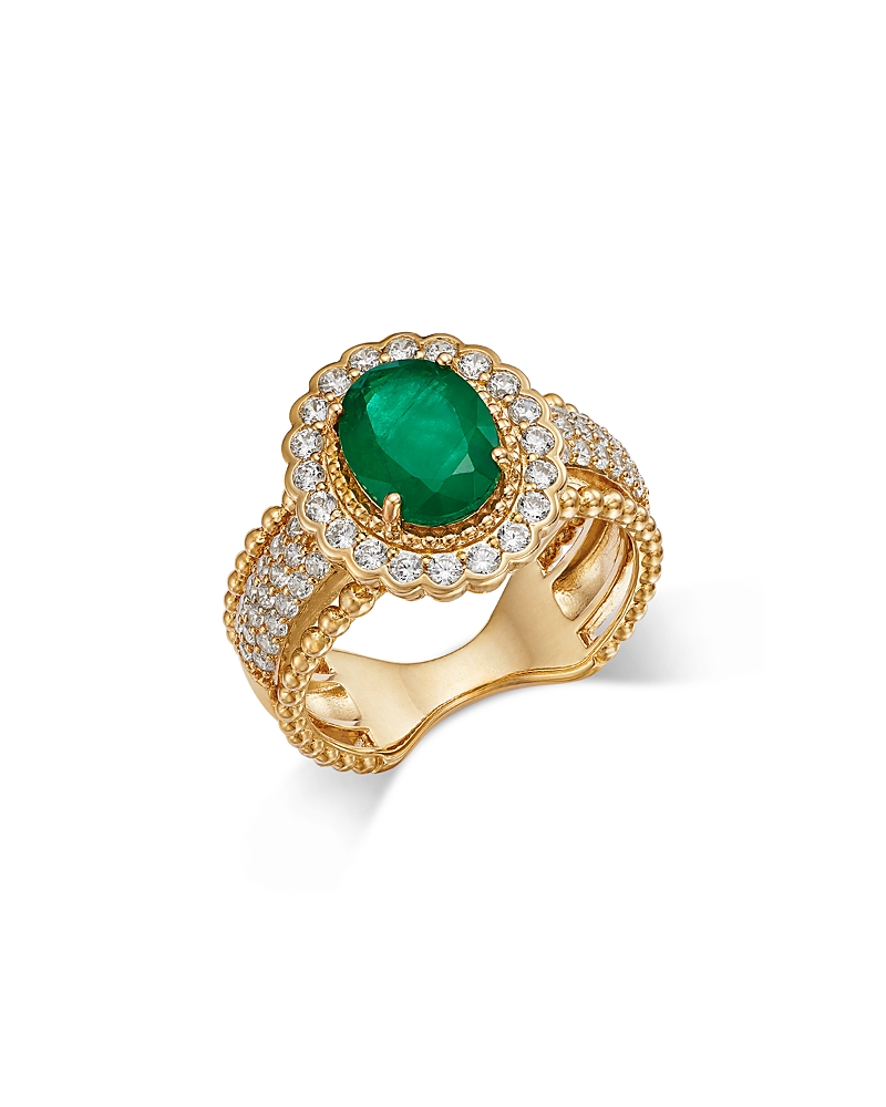 Bloomingdale's Fine Collection Diamond & Emerald Heirloom Ring