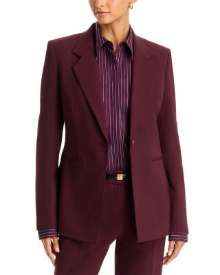 Wool-Blend Fitted Single Button Blazer 
