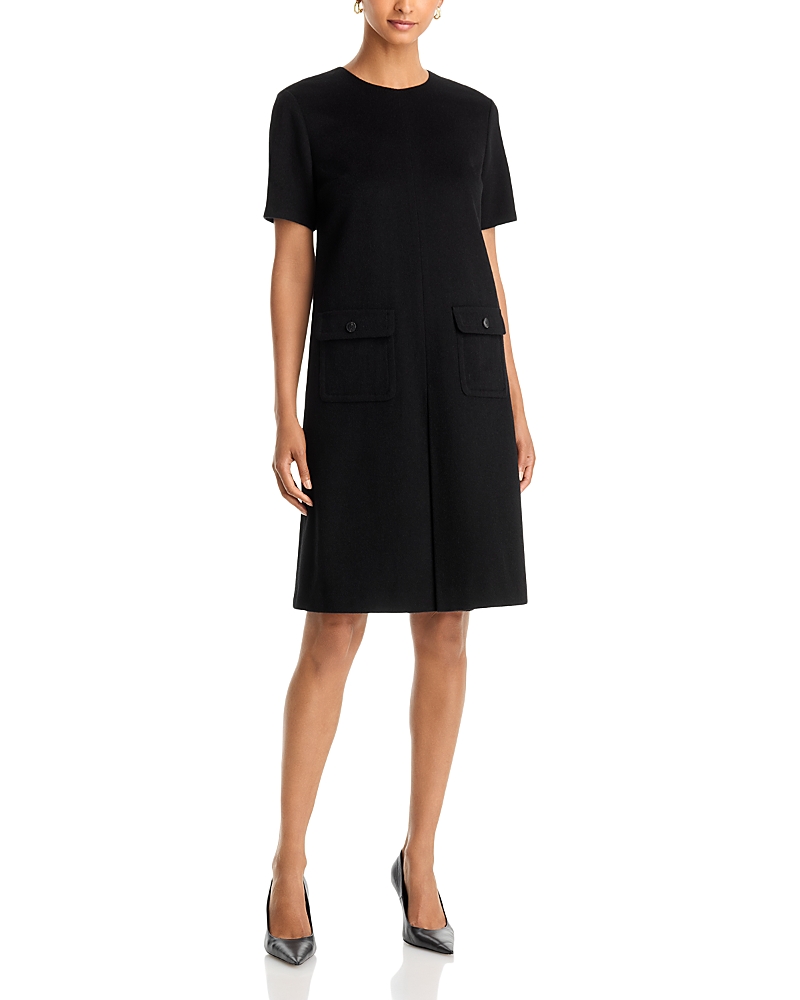 Lafayette 148 New York Wool Inverted Pleat Shift Dress