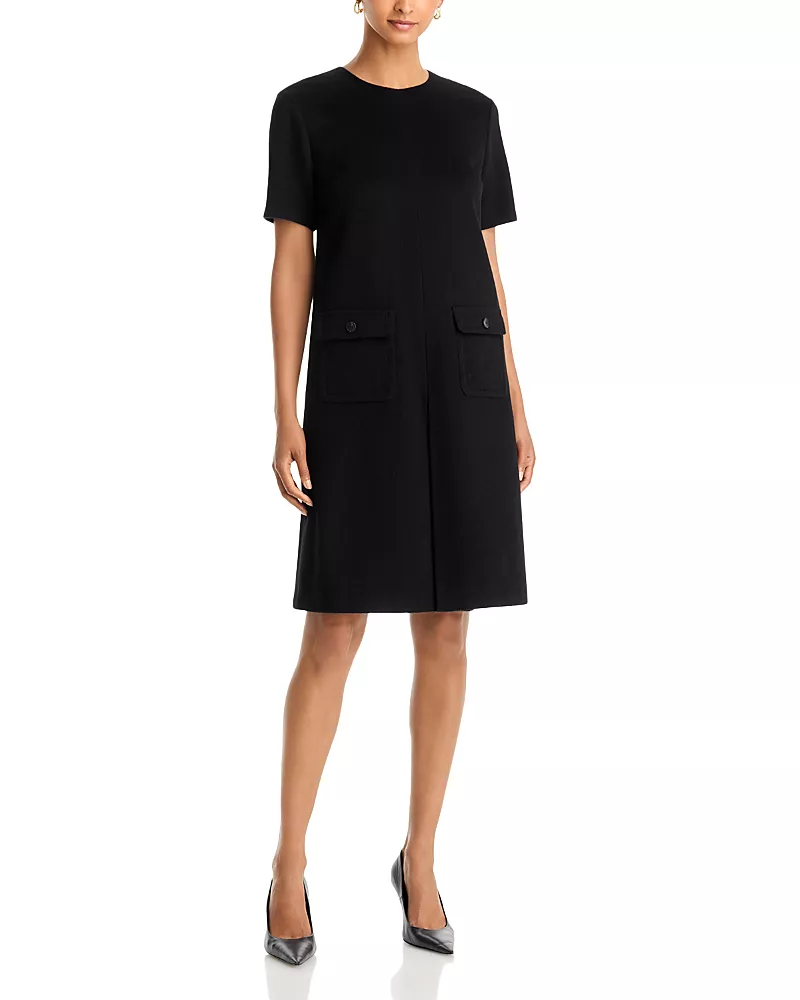 Lafayette 148 New York Wool Inverted Pleat Shift Dress
